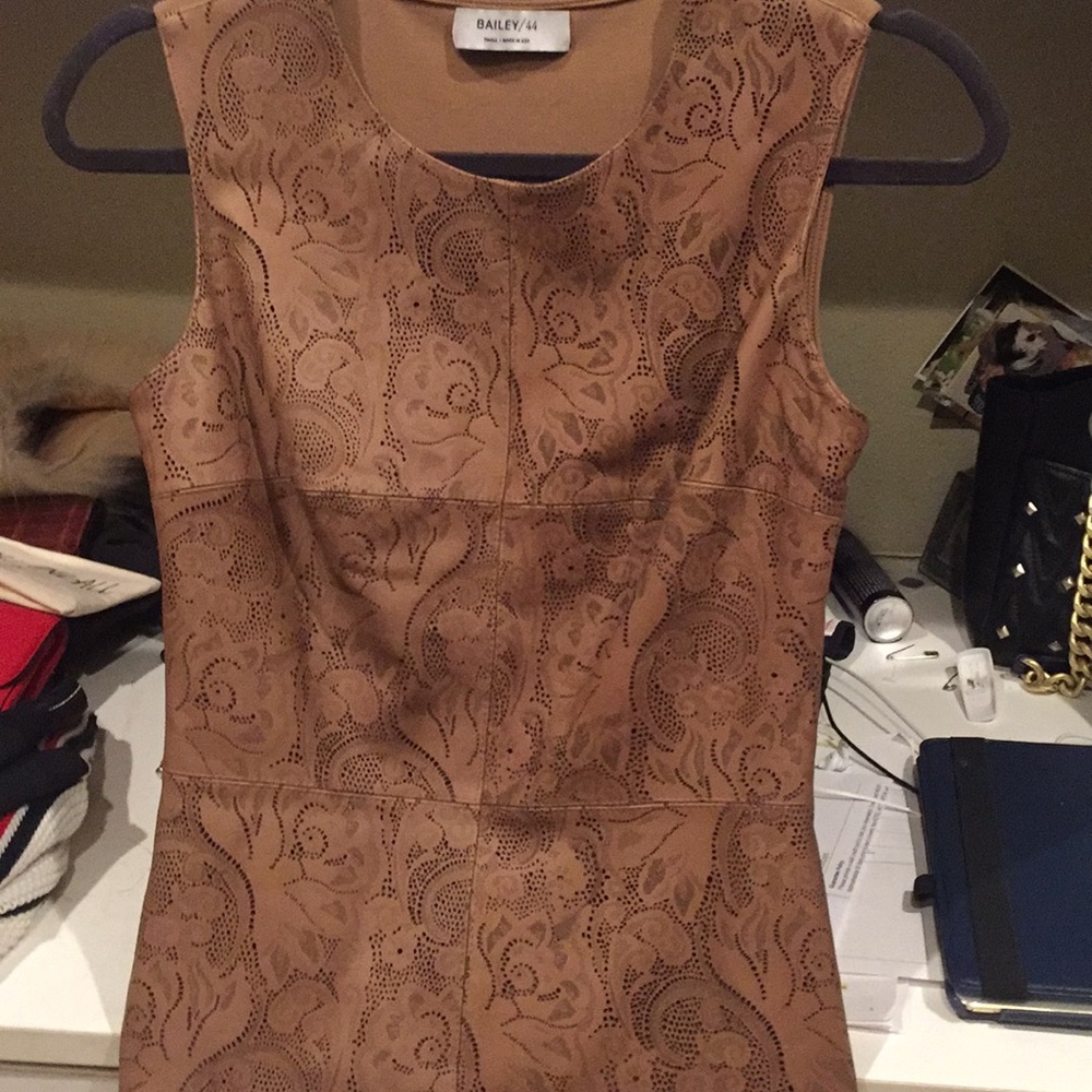 Leather filigree pullover top